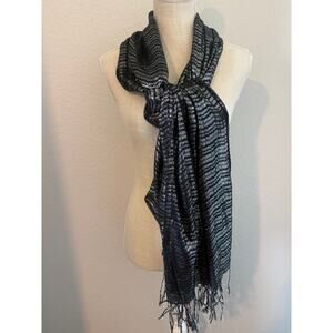 Pashmina Womens Scarf Wrap Shawl Black Silver Metallic Woven Fringe Formal